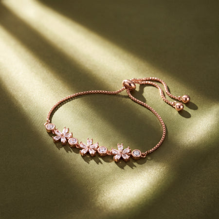 Marquise Flower Bezel Station Adjustable Bracelet