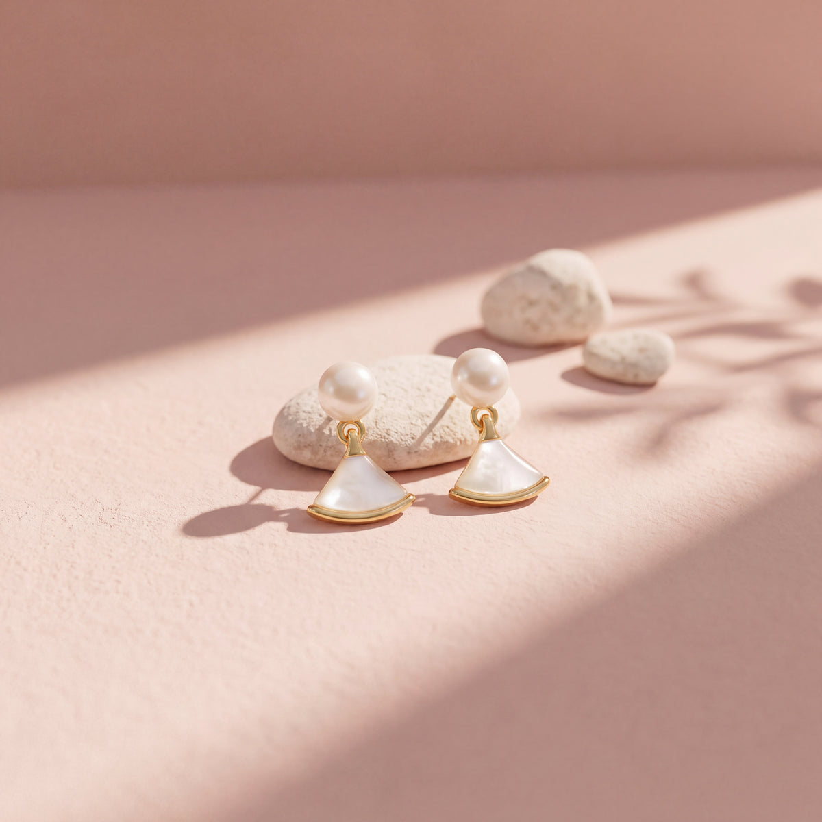 Pearl & Mother of Pearl Fan Drop Earrings