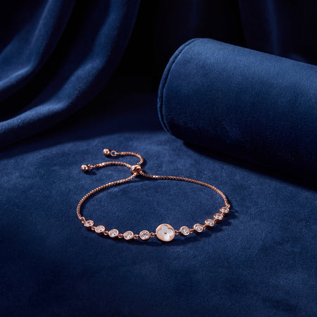 Clover Charm Bezel Station Adjustable Bracelet