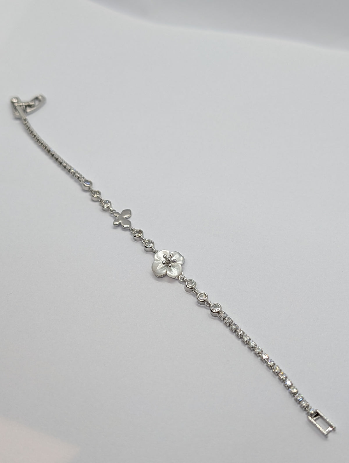 Butterfly & Pearl Flower Dual-Chain Station Bracelet