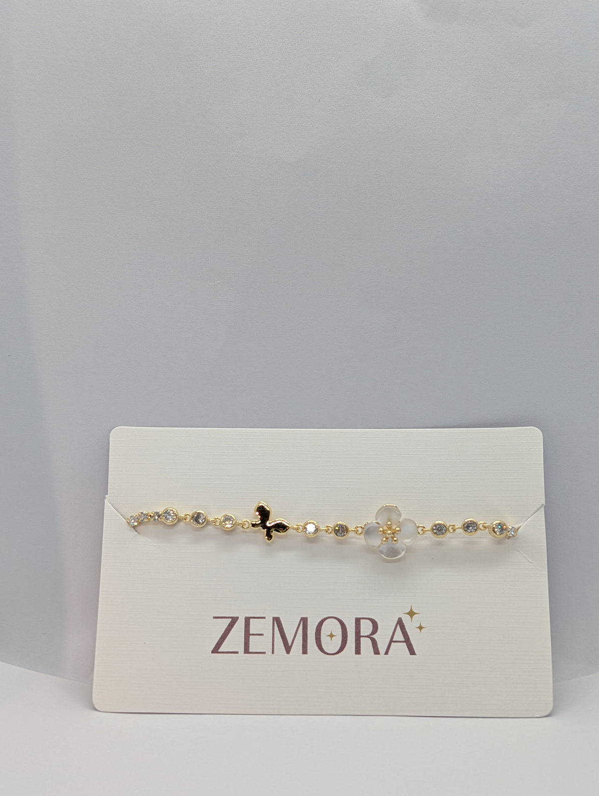 Butterfly & Pearl Flower Dual-Chain Station Bracelet