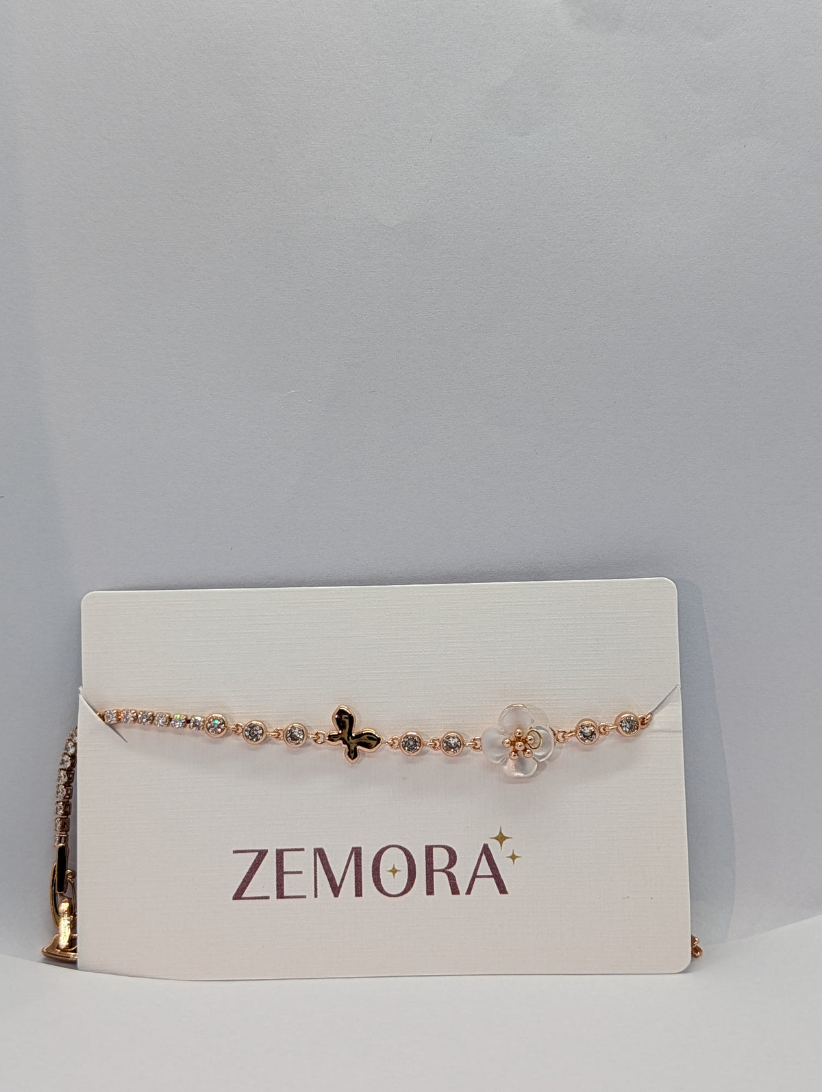 Butterfly & Pearl Flower Dual-Chain Station Bracelet