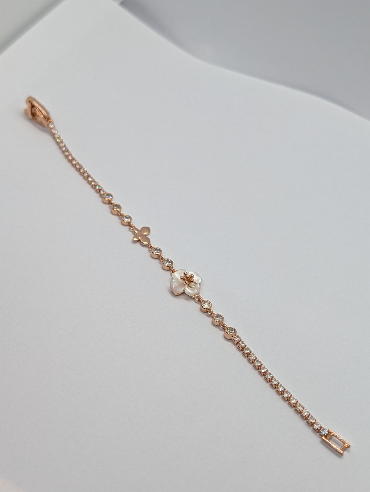 Butterfly & Pearl Flower Dual-Chain Station Bracelet