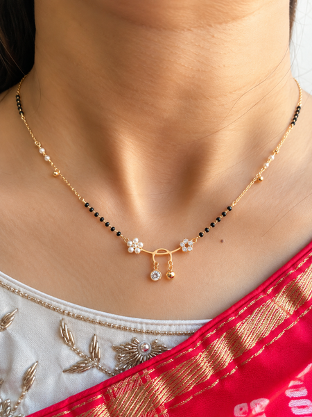 Floral Mangalsutra Set with Earrings