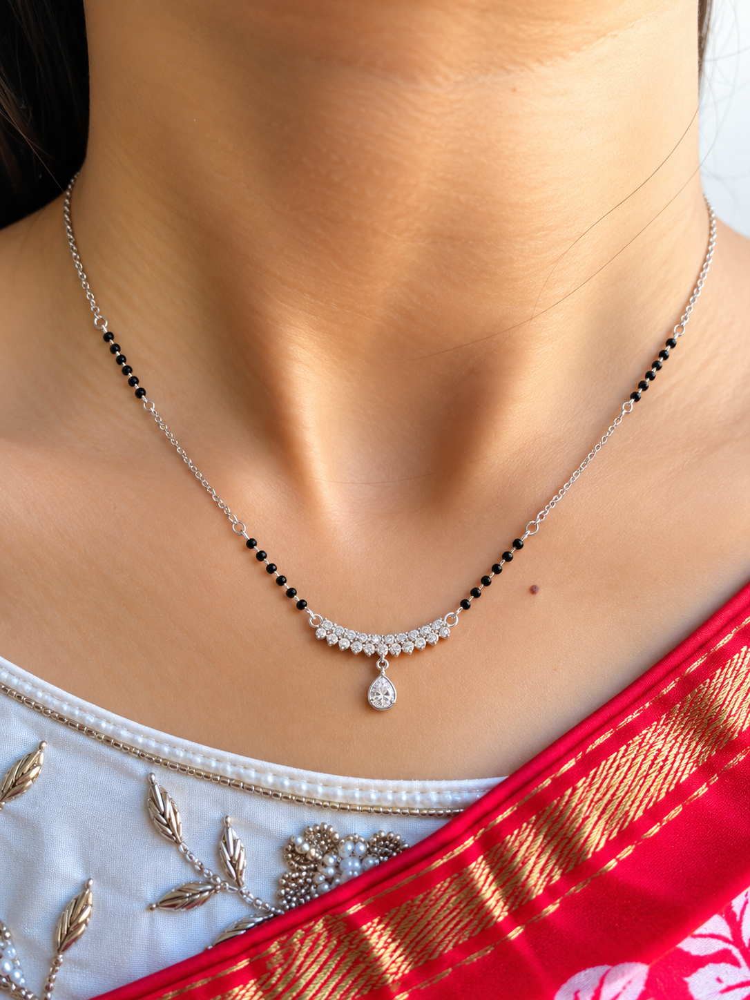 Pave Arc & Pearl Teardrop Mangalsutra