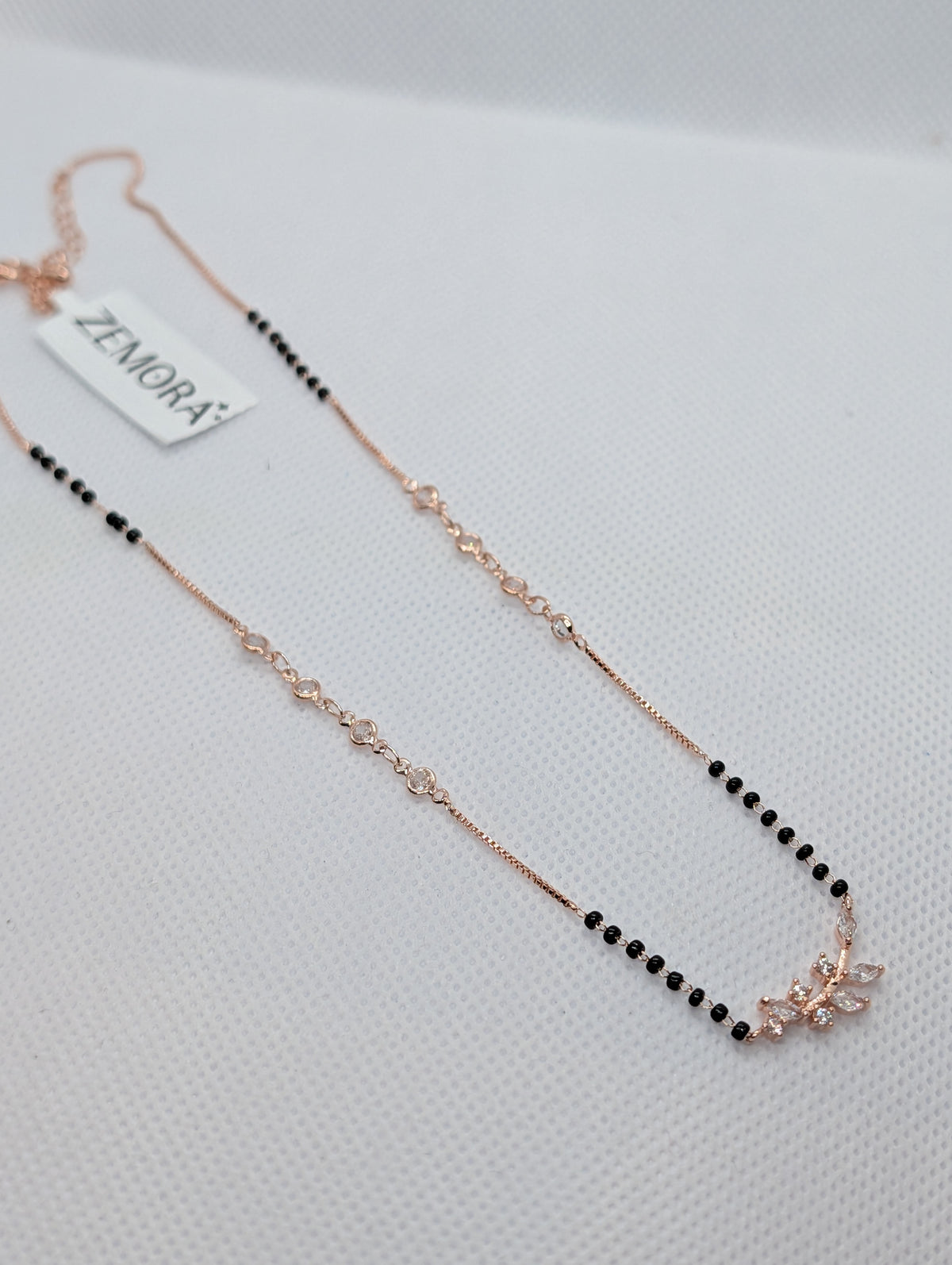CZ Butterfly Mangalsutra - Rose Gold tone chain detail