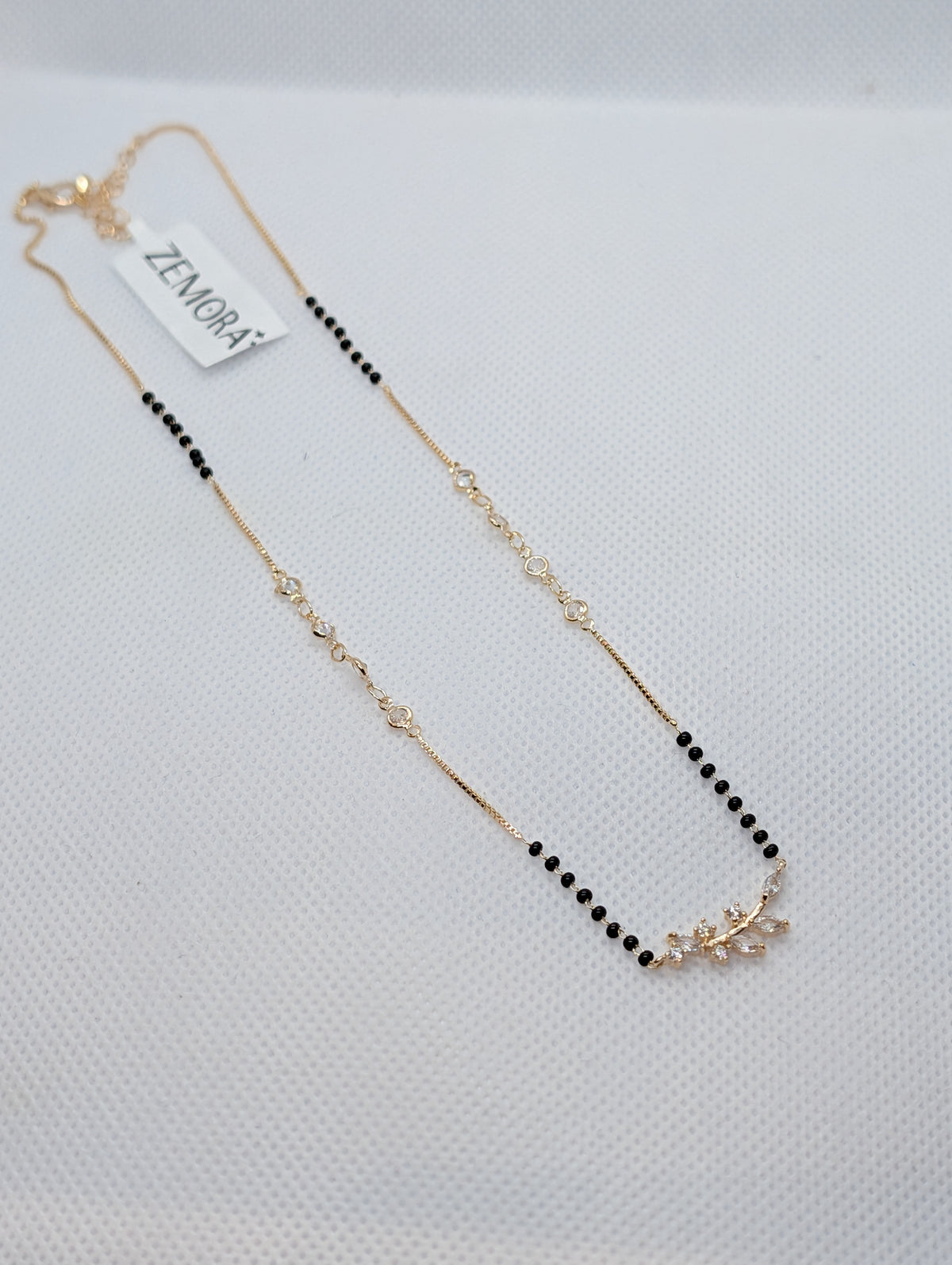 CZ Butterfly Mangalsutra - Gold tone full view