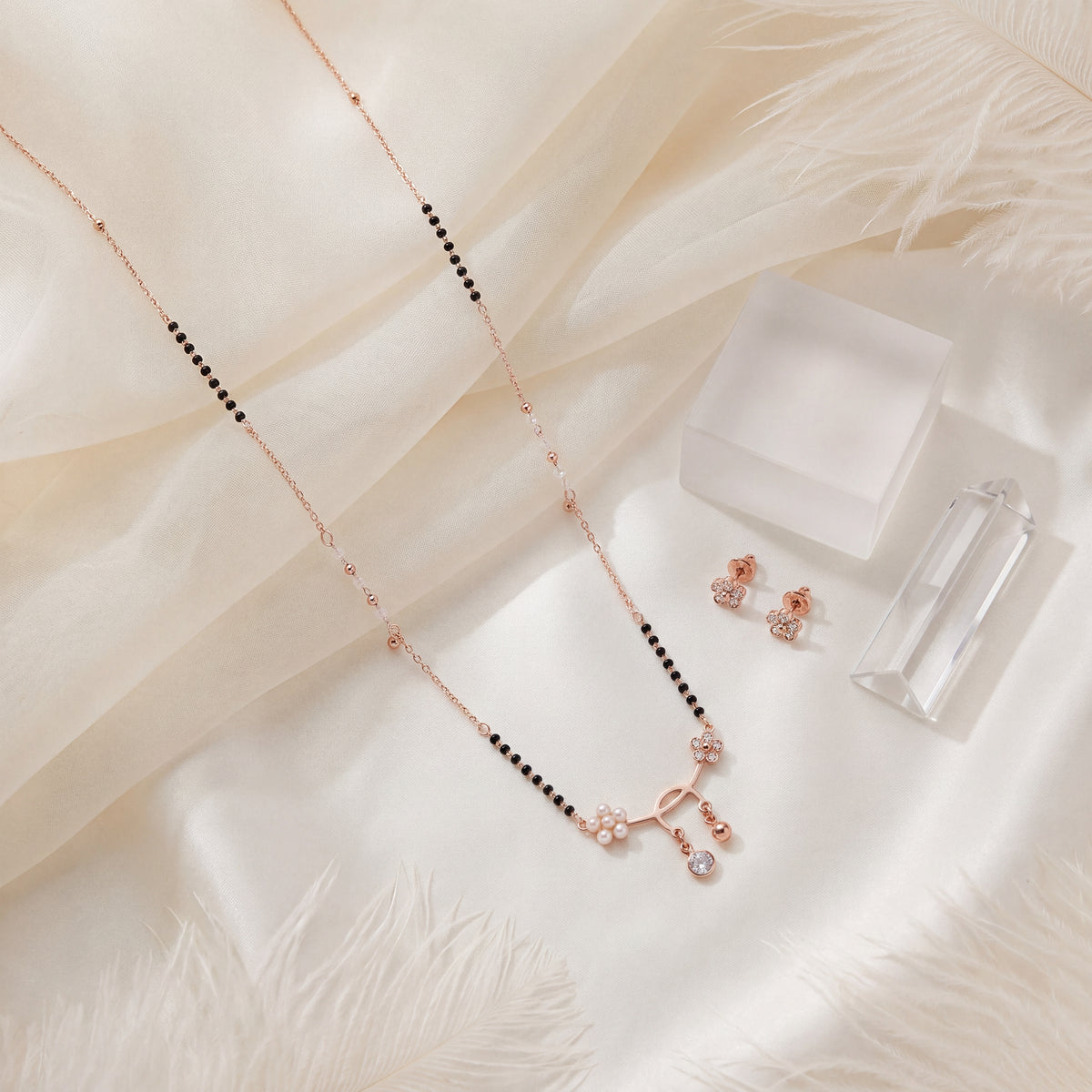 Floral Mangalsutra Set with Earrings