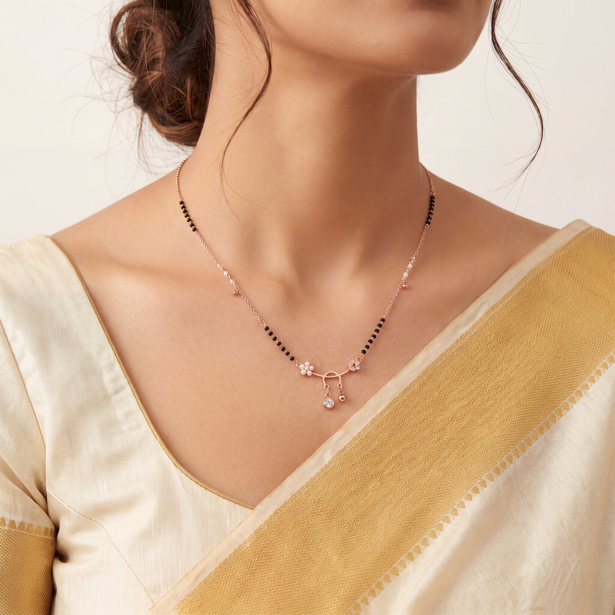 Floral Mangalsutra Set with Earrings