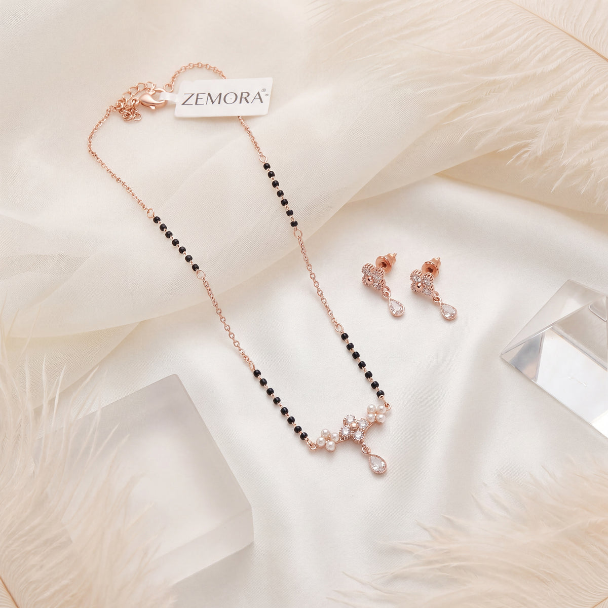 Flower & Pearl Cluster Drop Mangalsutra