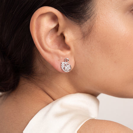 CZ Swan Stud Earrings