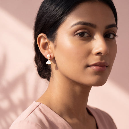Pearl & Mother of Pearl Fan Drop Earrings