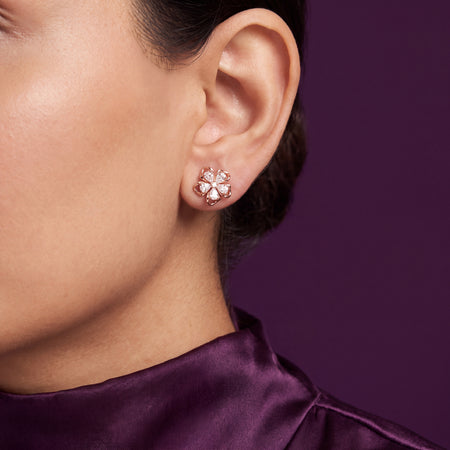 CZ Petal Flower Stud Earrings