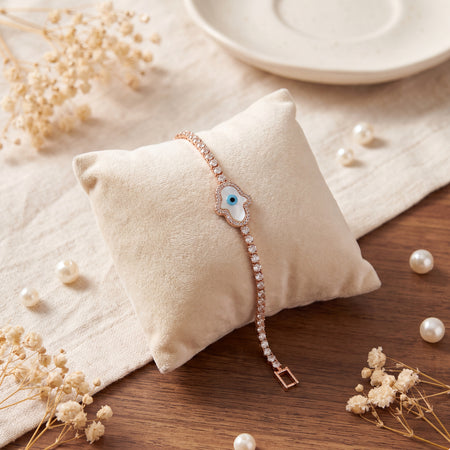 Hamsa Evil Eye CZ Tennis Bracelet
