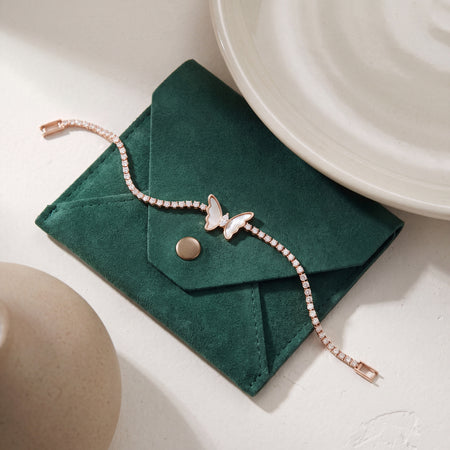 Mother of Pearl Butterfly Station CZ Tennis Bracelet