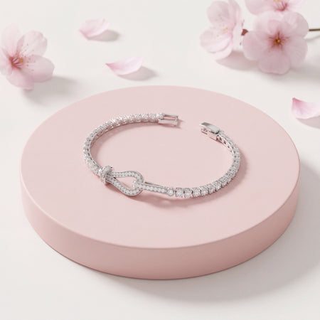 Pavé CZ Buckle Hook Station CZ Tennis Bracelet