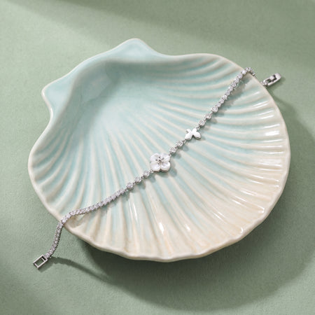 Butterfly & Pearl Flower Dual-Chain Station Bracelet