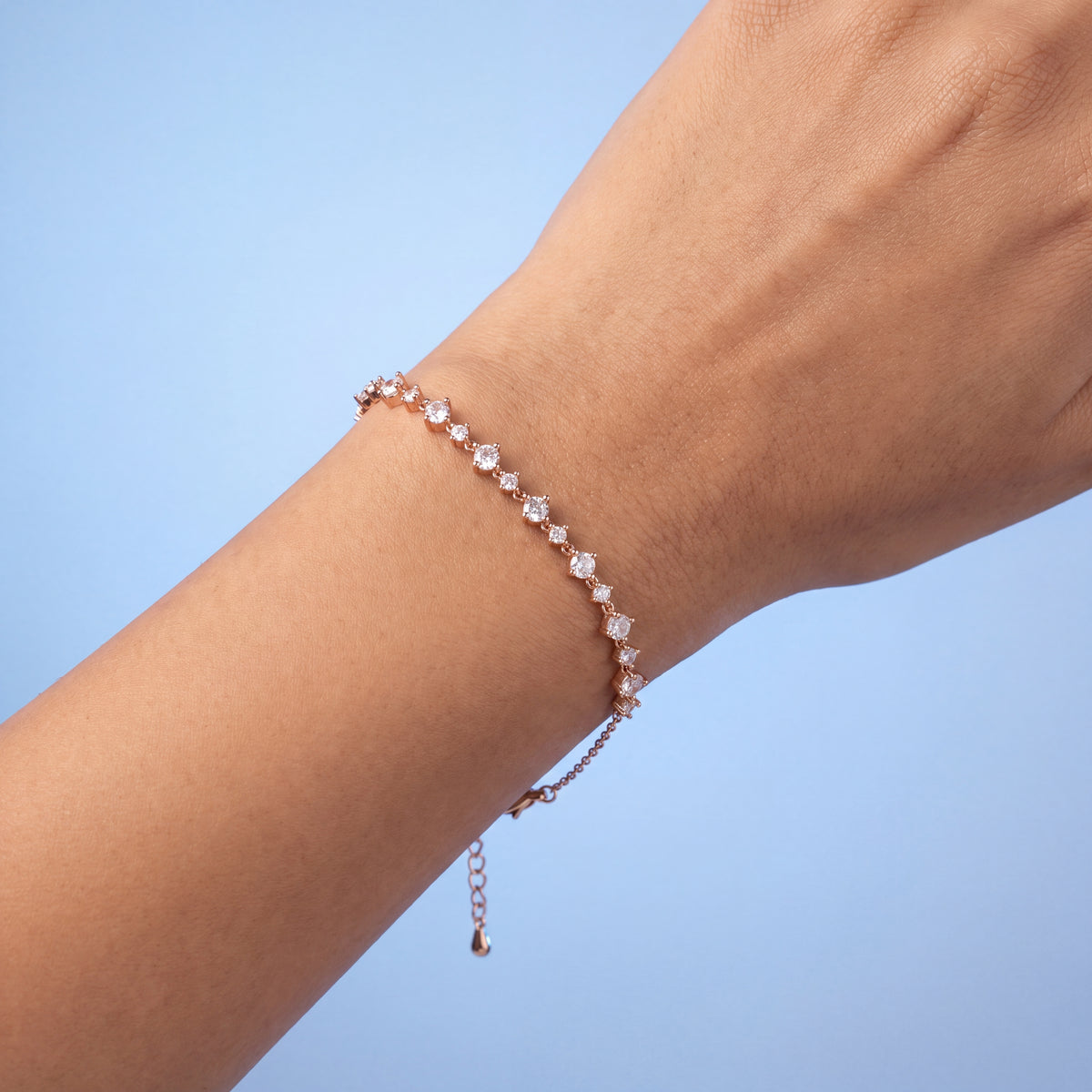 Alternating Marquise & Round CZ Station Chain Bracelet