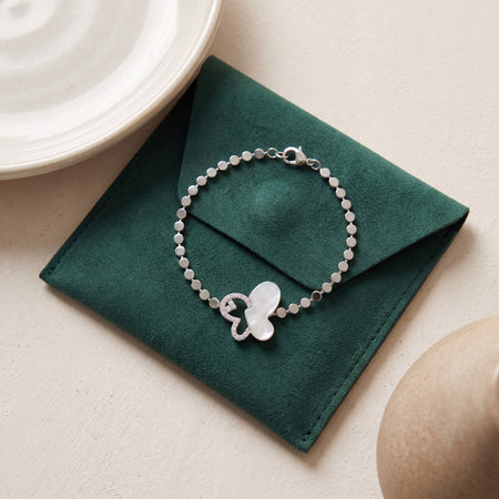 Pearl & Pavé Half Butterfly Sequin Chain Bracelet