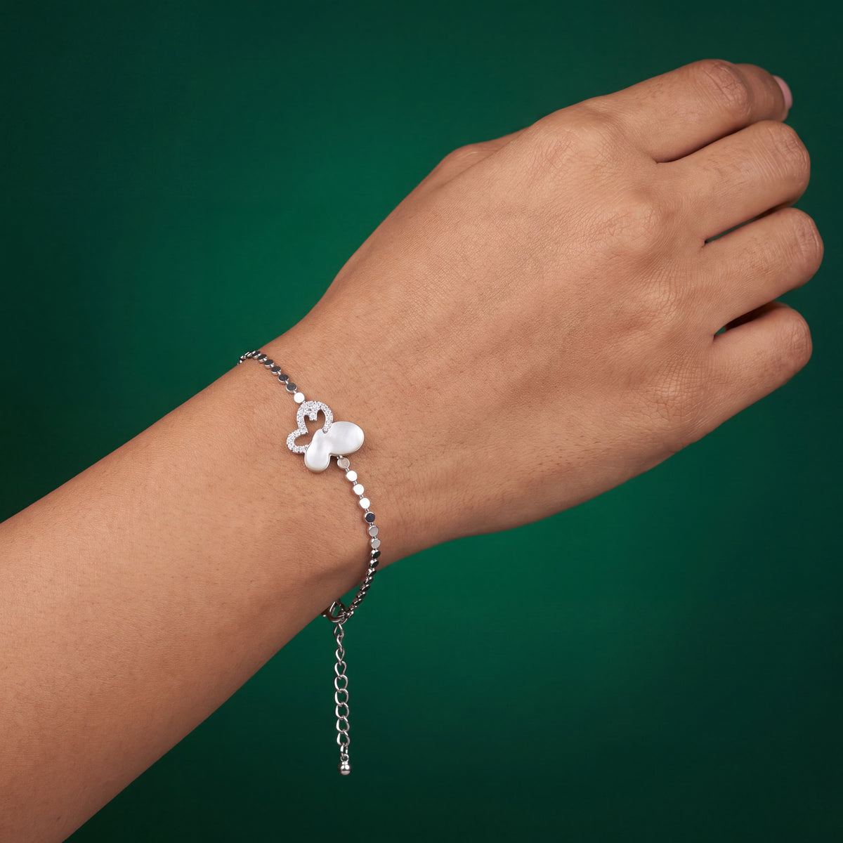 Pearl & Pavé Half Butterfly Sequin Chain Bracelet