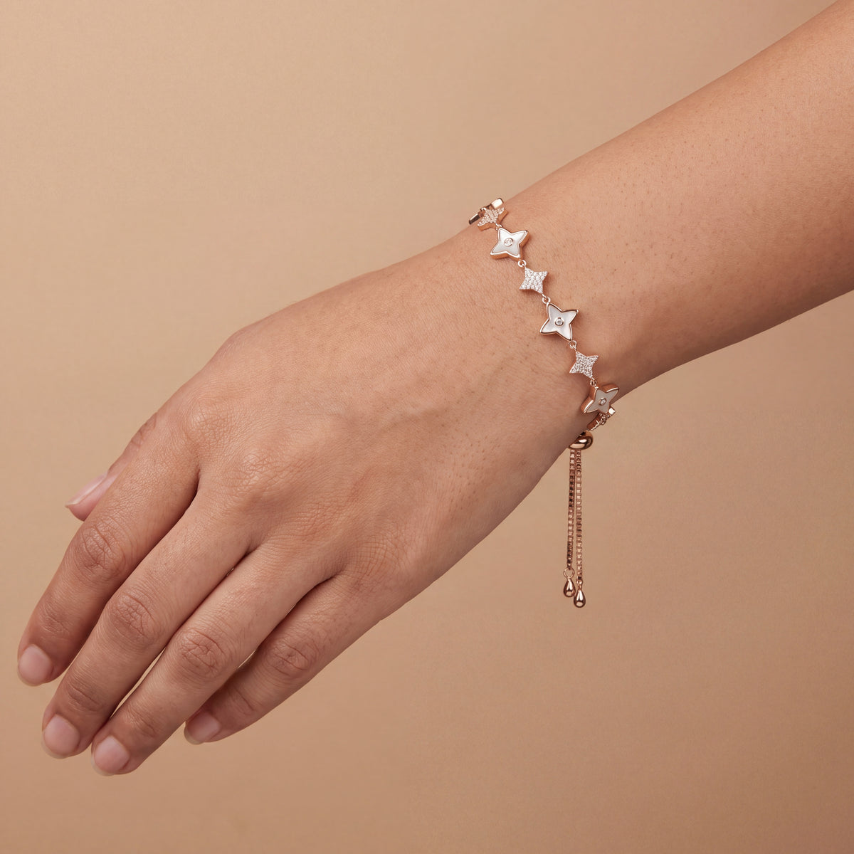 Pavé Star Charm Station Adjustable Bracelet