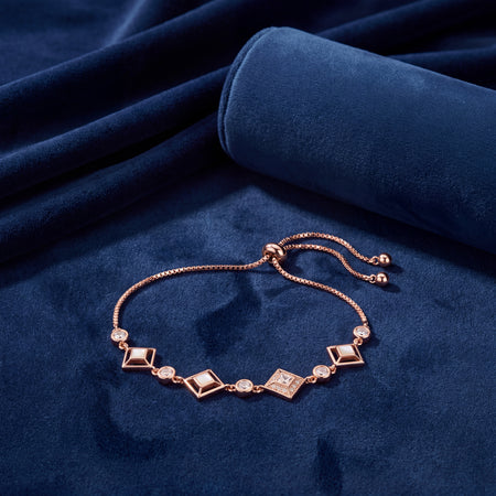 CZ Diamond Shape Station Adjustable Bracelet